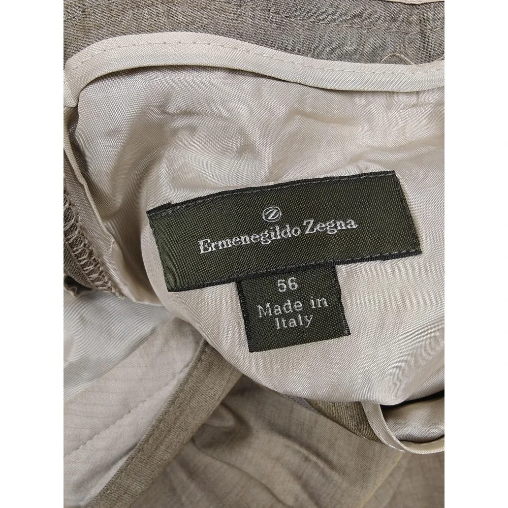 Vintage Ermenegildo Zegna Pants Mens 36x32 Beige Wool Viscose Pleated Dress